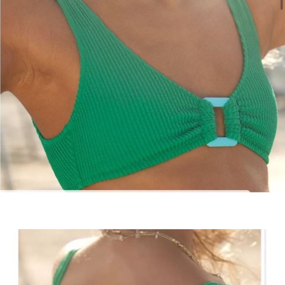 Aerie Green Crinkle Scoop Bikini Set
